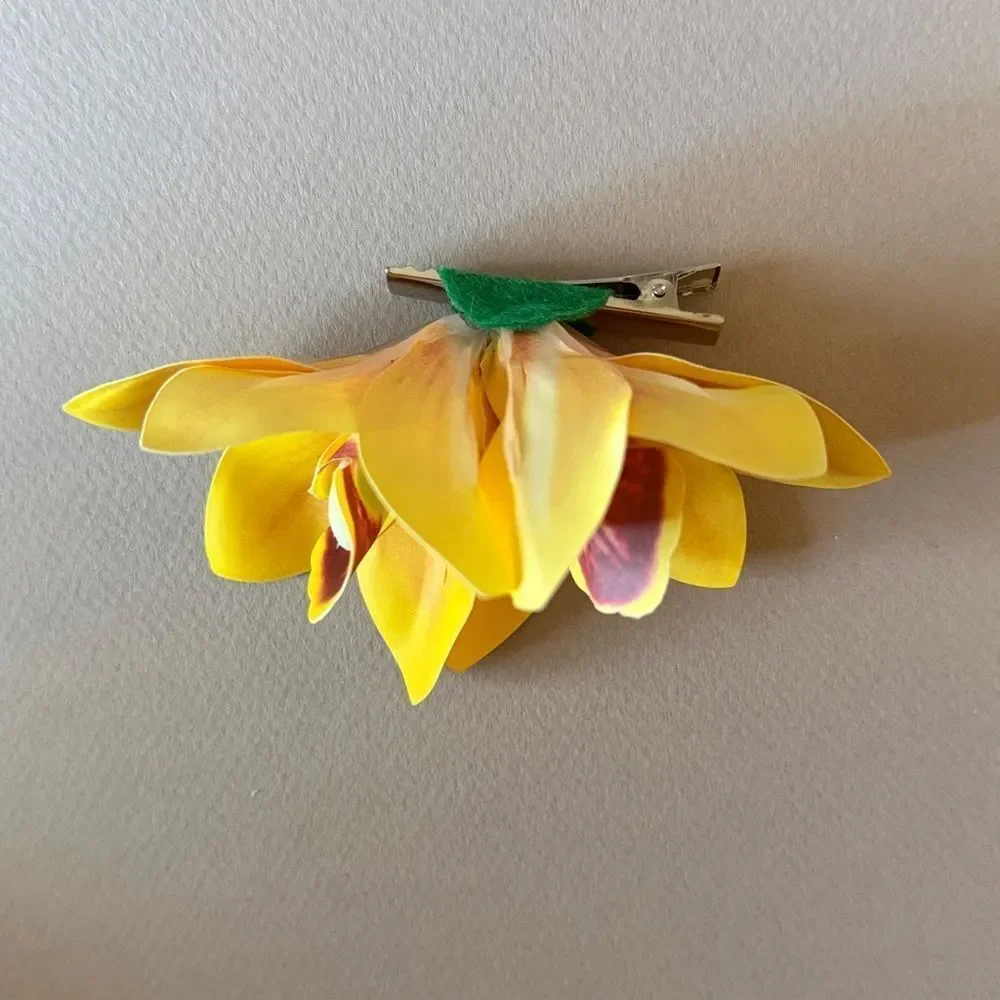 Yellow orchid flower Hair Clip A1609